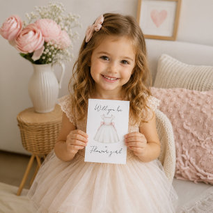 Will You Be My Flower Girl Watercolor Proposal Thank You Card