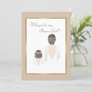 Will You Be My Flower Girl Wedding Gold Invitation