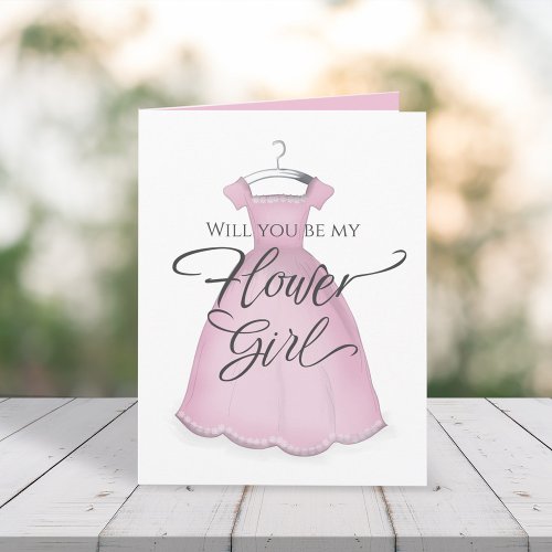 Will you be my Flower Girl Wedding Pink Dress Card