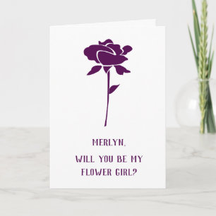 Will You Be My Flower Girl Wedding Purple Rose Invitation
