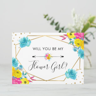 Will You Be My Flower Girl Wedding Summer Flowers Invitation