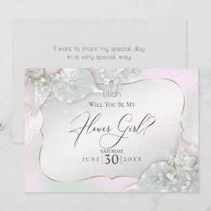 Will You Be My Flower Girl Wispy Pink Shimmer Invitation
