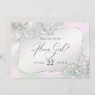 Will You Be My Flower Girl Wispy Pink Shimmer Invitation
