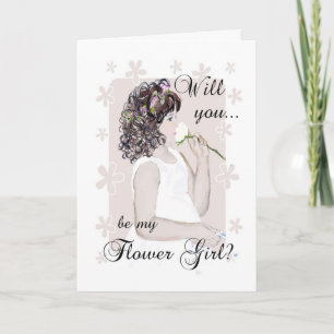 Will you be my Flower Girl?-Young Girl Drawing Invitation