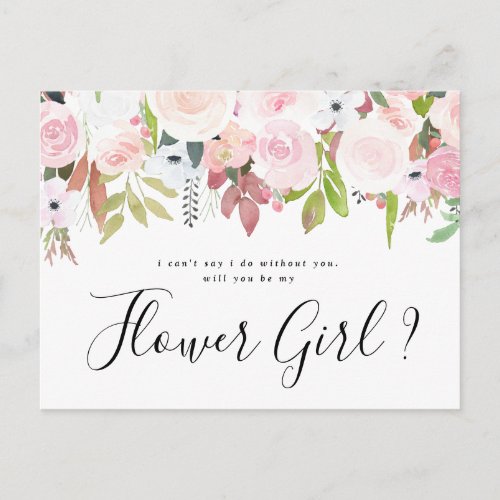 Will you be my flowergirl blush pink floral invitation postcard
