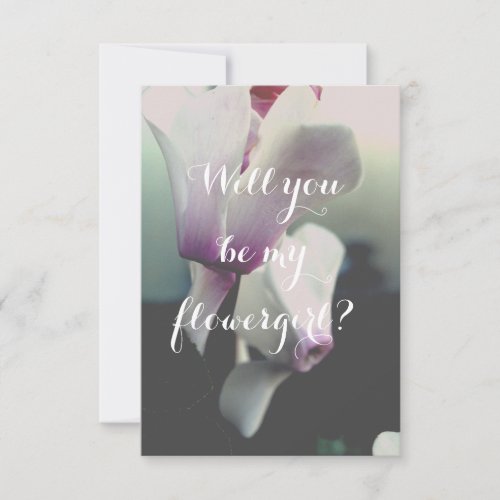 Will you be my flowergirl floral postcard