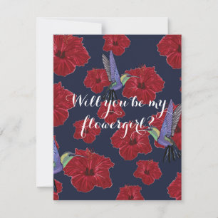 Will you be my flowergirl Hummingbirds Hibiscus Ar Invitation