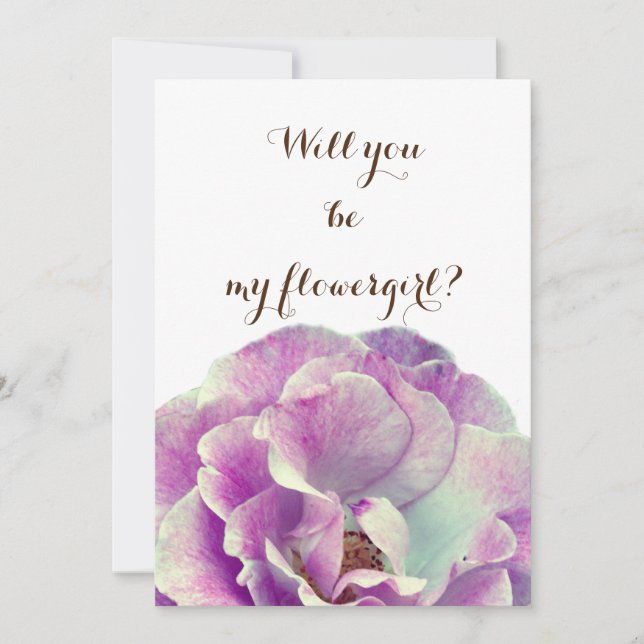Will you be my flowergirl Pink Rose Invitation (Front)