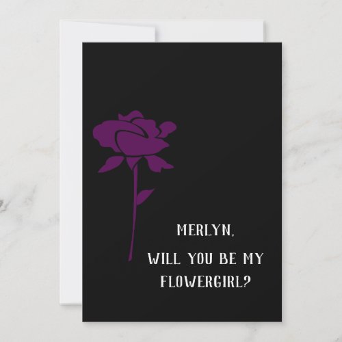 Will You Be My Flowergirl Purple Rose Wedding Invitation