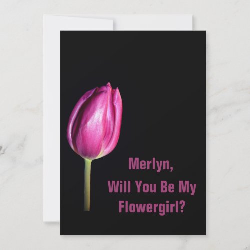 Will You Be My Flowergirl Wedding  Pink Tulips Invitation