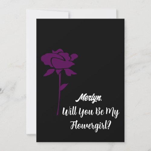 Will You Be My Flowergirl Wedding Purple Rose Invitation