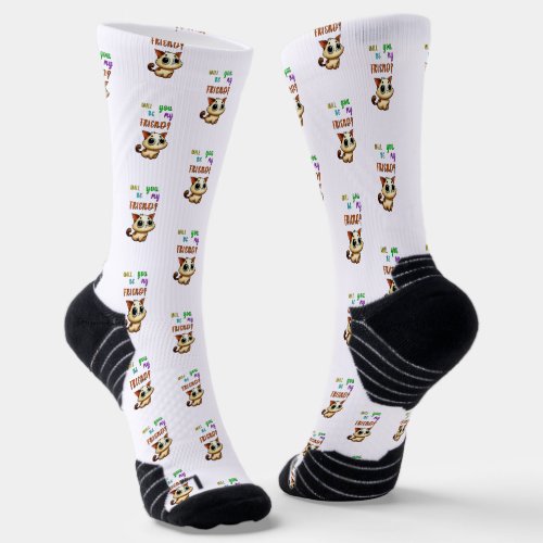 Will You Be My Friend 30 Cats July Friendship Day Socks