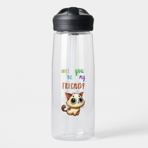 Will You Be My Friend 30 Cats July Friendship Day Water Bottle