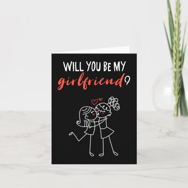 Will You Be My Girlfriend I Love You Valentin  Card (Front)