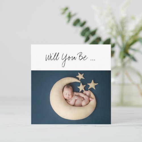 Will You be My Godfather Baby on Moon Photo Insert Card