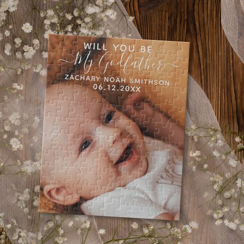 Will You Be My Godfather Classy Personalized Photo Jigsaw Puzzle