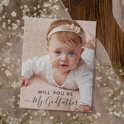 Will You Be My Godfather Classy Personalized Photo Jigsaw Puzzle