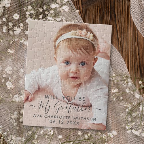 Will You Be My Godfather Classy Personalized Photo Jigsaw Puzzle