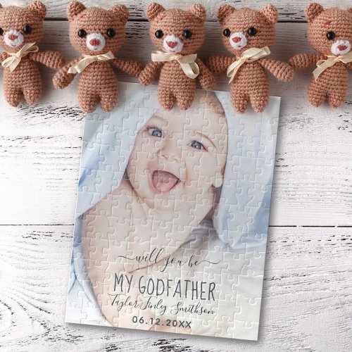   Will You Be My Godfather Cute Personalized Photo Jigsaw Puzzle