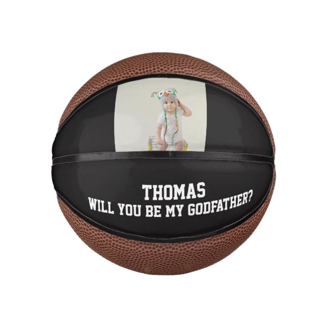 Will You Be My Godfather Godparent Proposal Sports Mini Basketball (Front)
