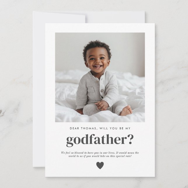 Will You Be My Godfather Photo Proposal Invitation (Front)