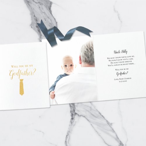 Will You Be My Godfather Tie Photo Proposal Foil Card