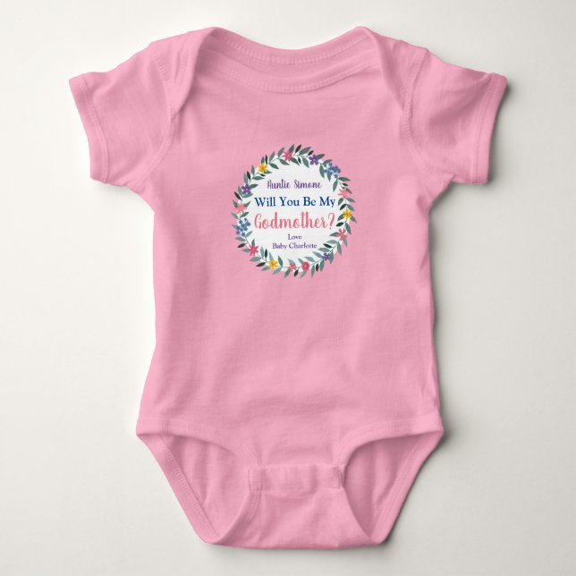 Will you Be My Godmother? Baby Bodysuit (Front)