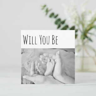 Will You Be My Godmother Baby Feet and Mom Hands Card