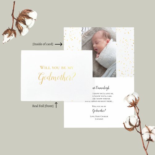 Will You Be My Godmother Baby Photo Proposal Foil Foil Card
