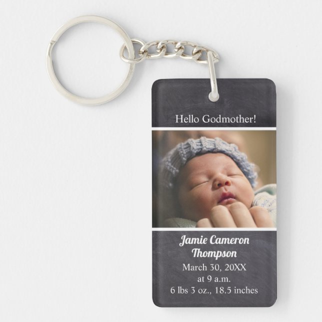 Will you be my Godmother birth announcement photo Keychain (Front)
