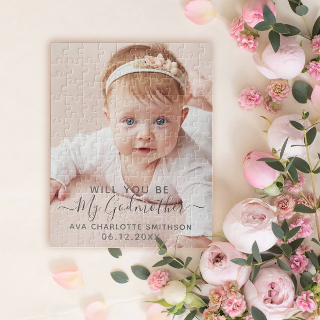 Will You Be My Godmother Classy Personalized Photo Jigsaw Puzzle (Creator Uploaded)