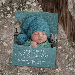 Will You Be My Godmother Classy Personalized Photo Jigsaw Puzzle