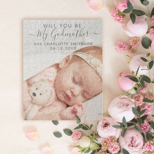 Will You Be My Godmother Classy Personalized Photo Jigsaw Puzzle