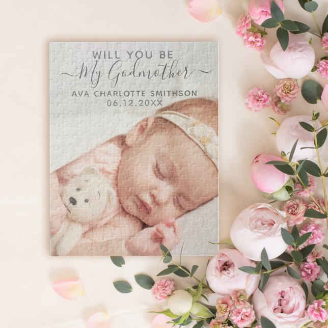 Will You Be My Godmother Classy Personalized Photo Jigsaw Puzzle (Creator Uploaded)