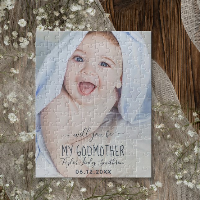 Will You Be My Godmother Classy Personalized Photo Jigsaw Puzzle (Creator Uploaded)