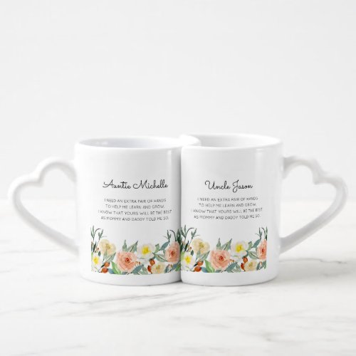 Will You Be My Godmother Godfather Peach Flowers Coffee Mug Set