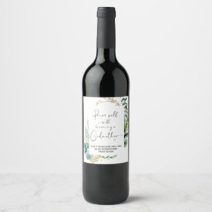 Will You Be My Godmother New Baby Announcement Win Wine Label