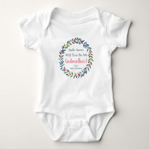 Will you Be My Godmother proposal Baby Bodysuit