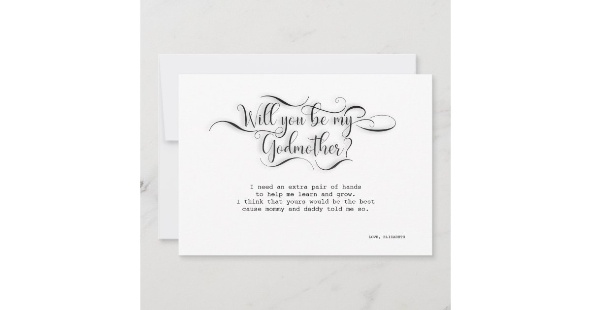Godmother Request Card Do You Want to Be My Godmother Cap 