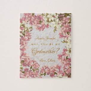 Will You Be My Godmother Proposal Orchids Marble Jigsaw Puzzle