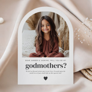 Will You Be My Godmothers Arch Photo Proposal Invitation