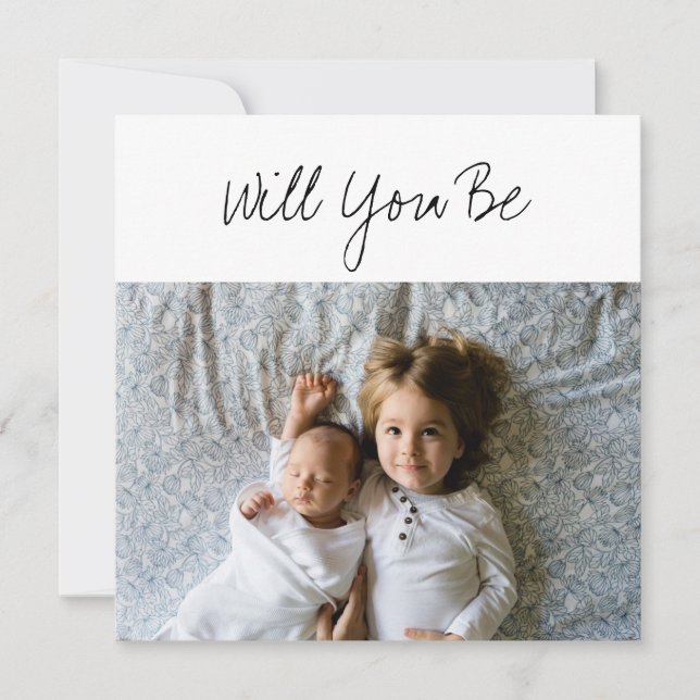 Will You be My GodParent Baby & Sibling Photo Card (Front)