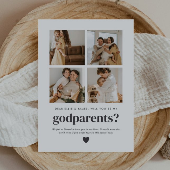 Will You Be My Godparents 4 Photo Proposal Card (Zazzle Will You Be My Godparents 4 Photo Proposal Invitation )