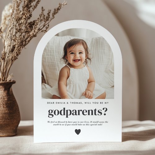 Will You Be My Godparents Arch Photo Proposal Invitation