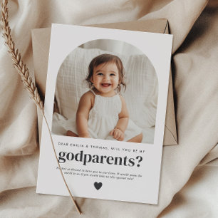 Will You Be My Godparents Arched Photo Proposal Invitation