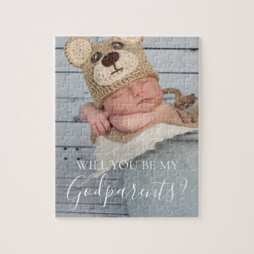 Will You Be My Godparents Baby Photo Jigsaw Puzzle