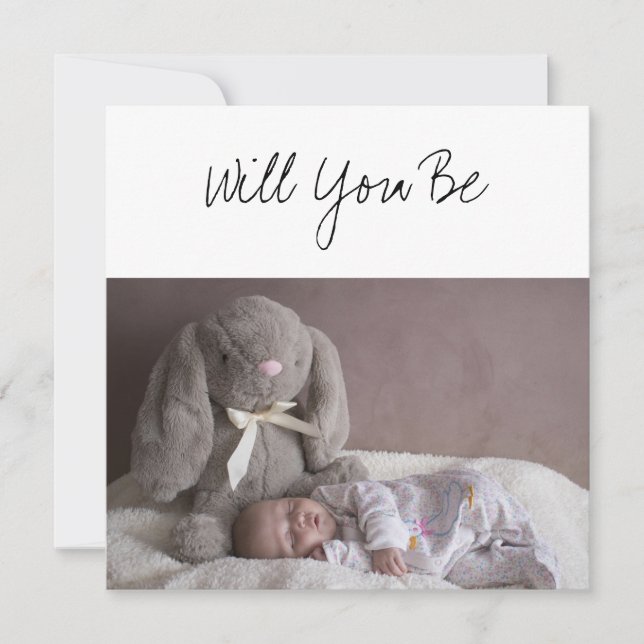 Will You be My GodParents Baby & Stuffed Bunny Card (Front)