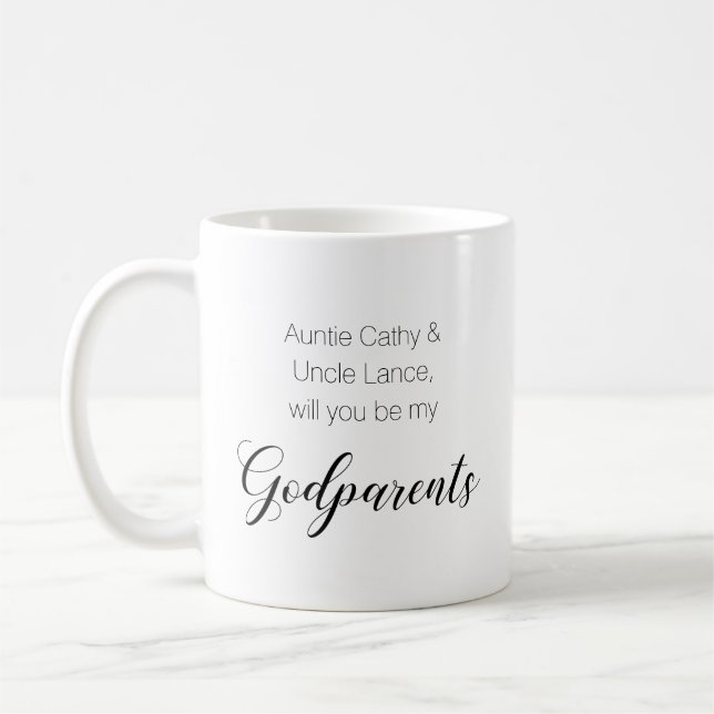 Will You Be My Godparents Baptism Turquoise Heart Coffee Mug (Left)
