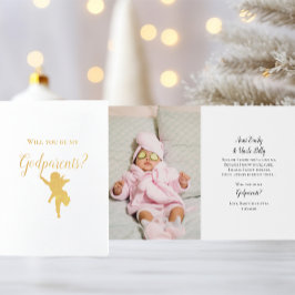 Will You Be My Godparents Cherub Photo Proposal Foil Card