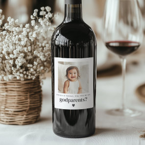 Will You Be My Godparents Photo Proposal Wine Label